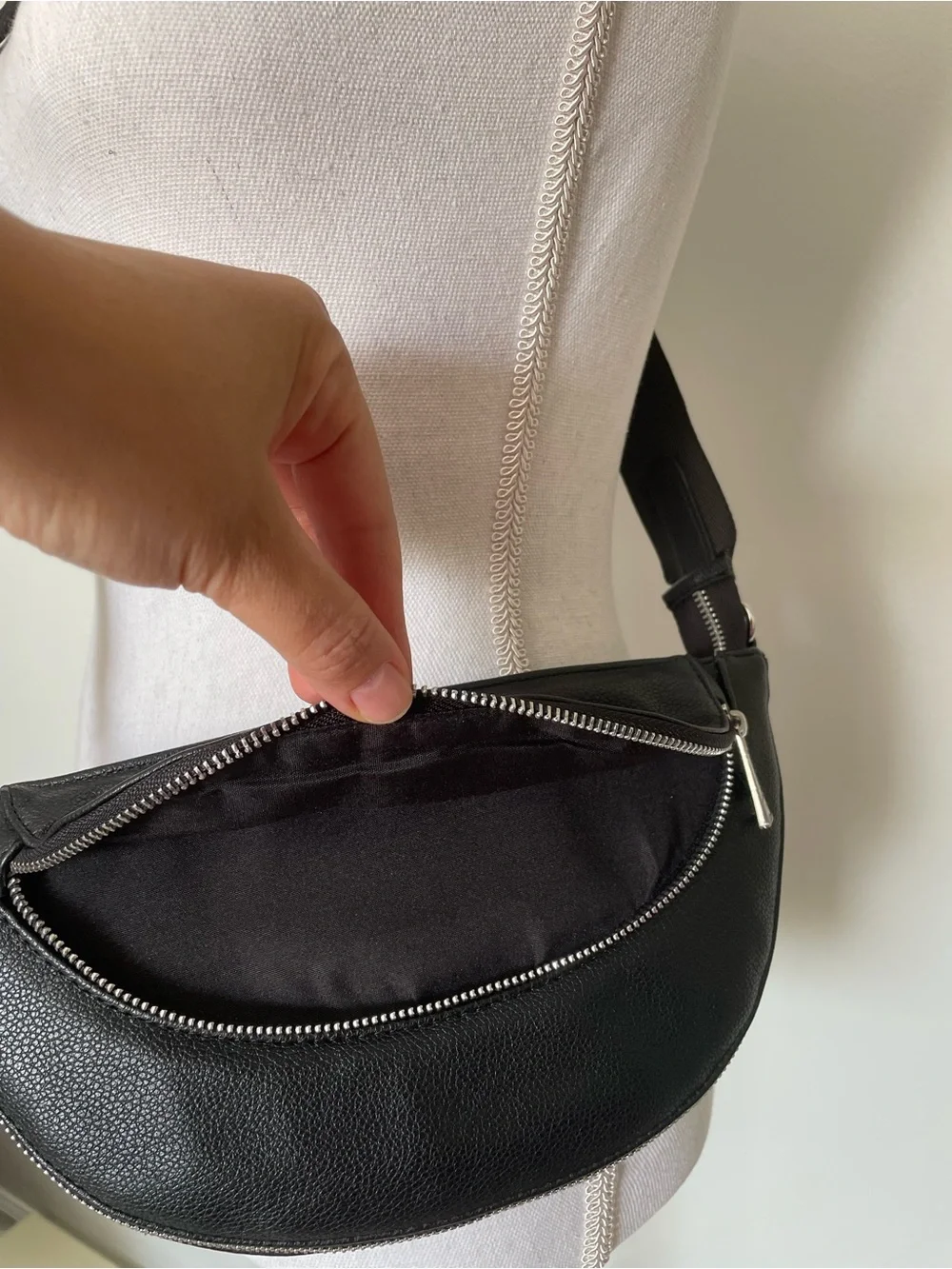 Sondra Roberts Faux Pebbled Leather Crescent Crossbody Bag
